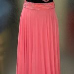 Coral Crush Crop Top with intricate embroidery & Skirt Set