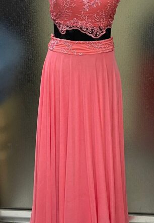 Coral Crush Crop Top with intricate embroidery & Skirt Set