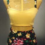 Yellow Halter Crop Top and Floral Skirt Set