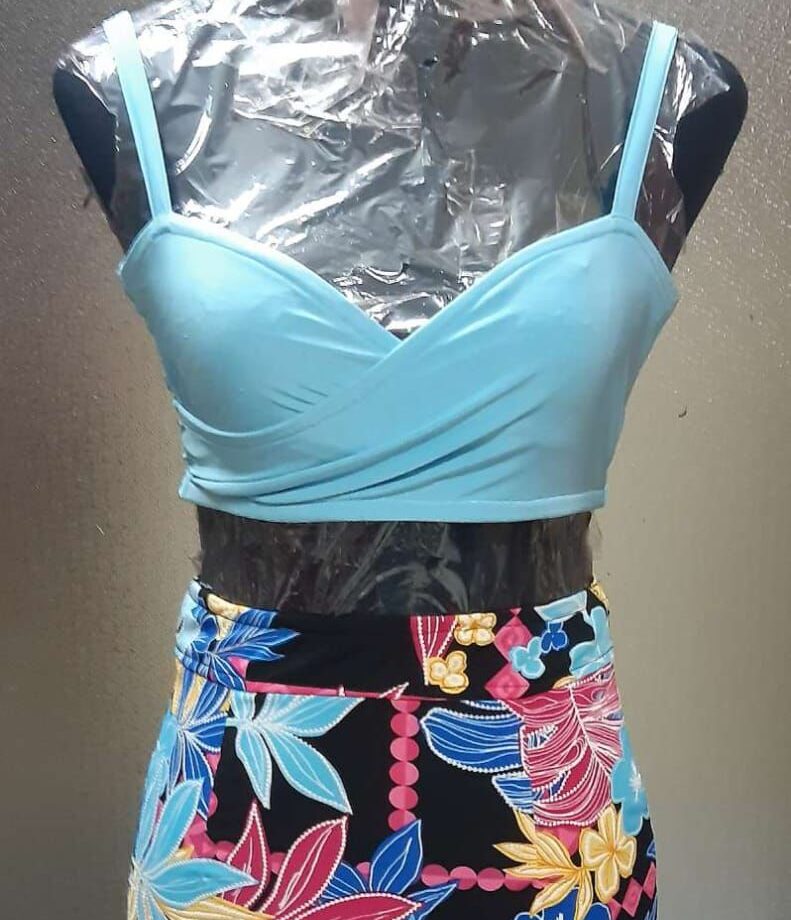 Sky Blue Floral Wrap Set