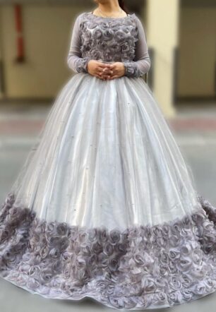 White Floral Fantasy Gown