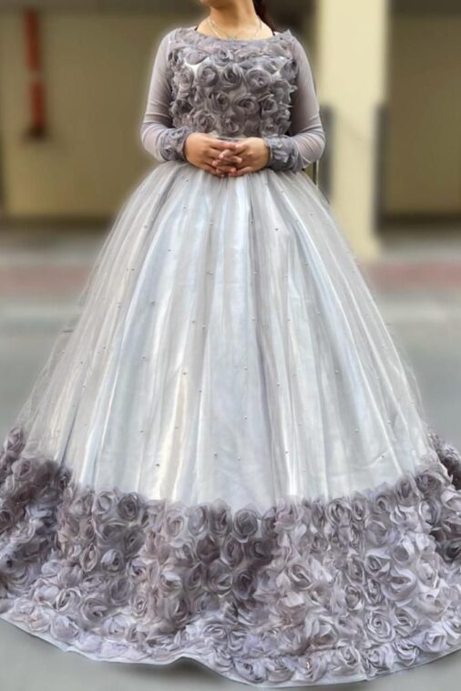 White Floral Fantasy Gown