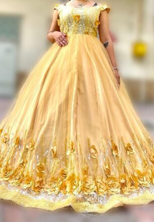 Golden Radiance Embroidered Gown