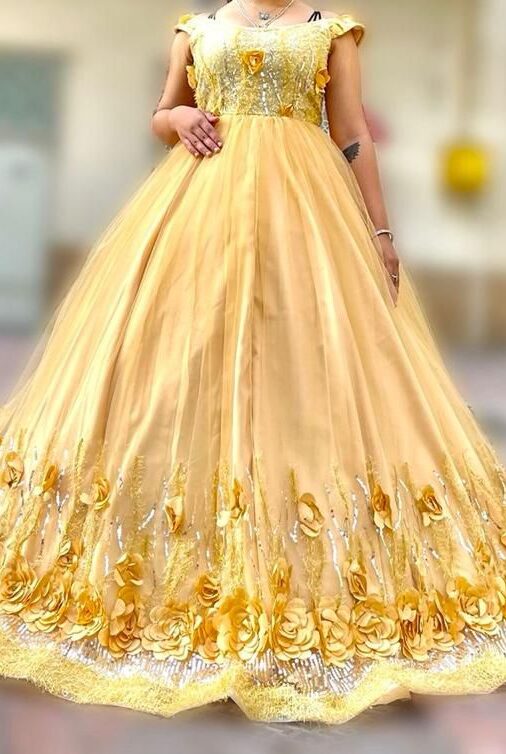 Golden Radiance Embroidered Gown