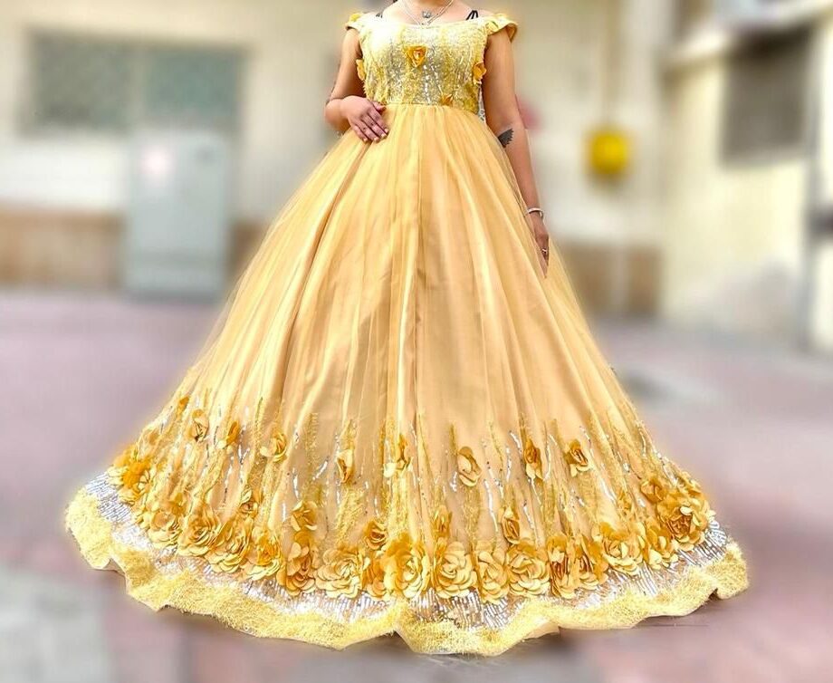 Golden Radiance Embroidered Gown