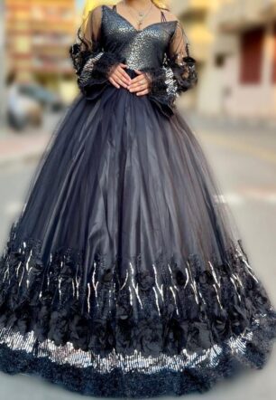 Midnight Blossom Gown