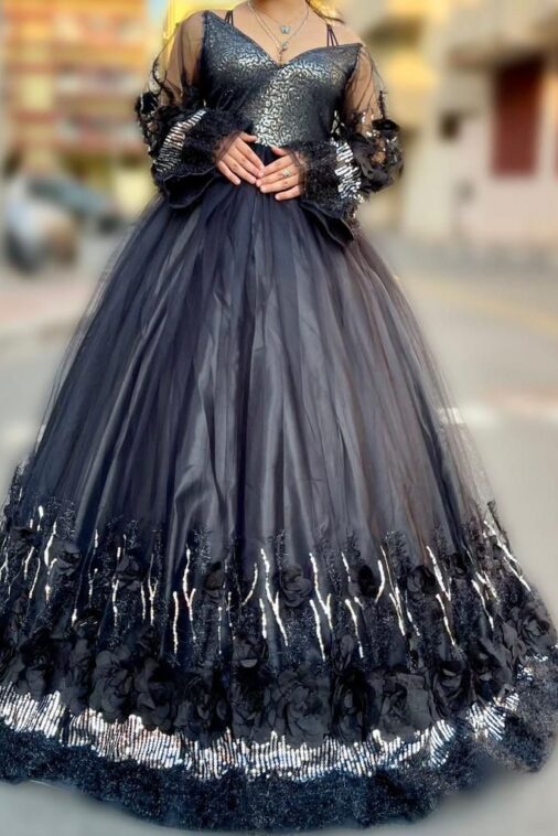 Midnight Blossom Gown
