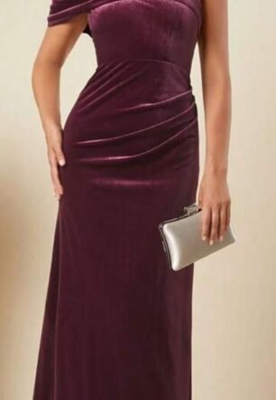 Burgundy Velvet Elegance Gown