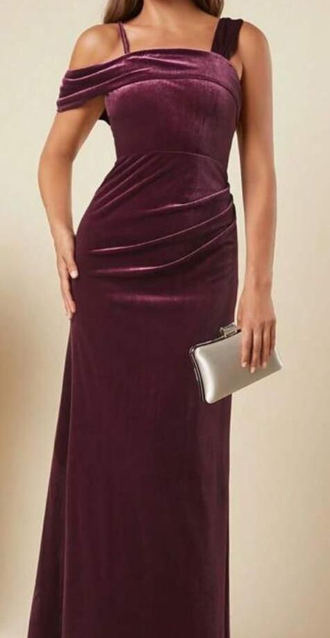 Burgundy Velvet Elegance Gown