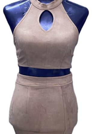 Leather sleeve less with Two piece short dress