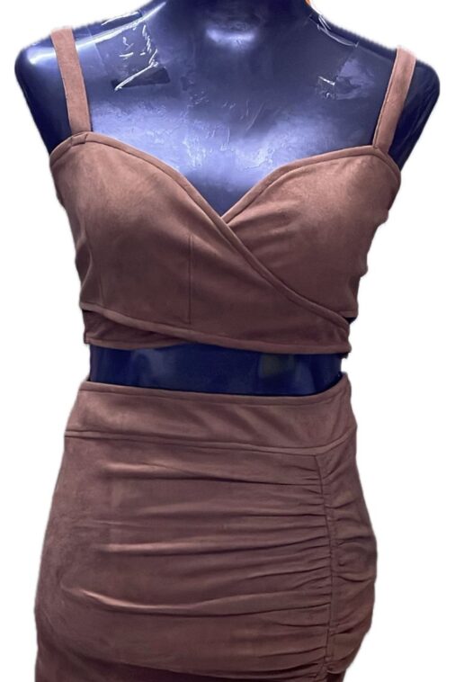 Leather sleeve less with Two piece short dress