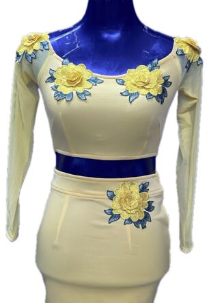 Skin full sleeves with flower patches Two piece short dress