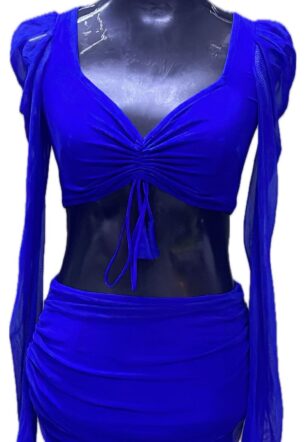 Royal blue full sleeves Two piece short dress