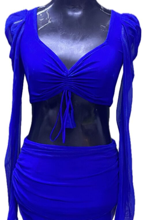 Royal blue full sleeves Two piece short dress