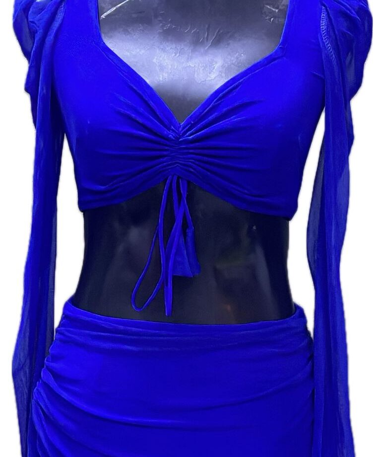 Royal blue full sleeves Two piece short dress