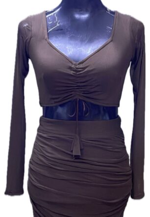 Coffee full sleeves Two piece short dress
