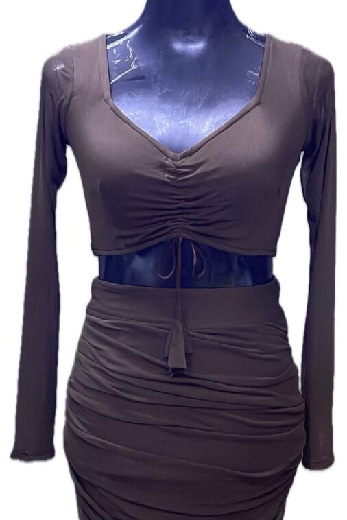 Coffee full sleeves Two piece short dress
