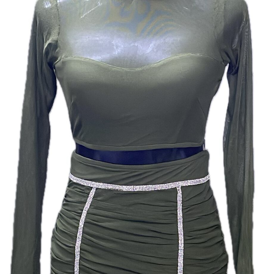 Mehendi Full sleave Two piece short dress