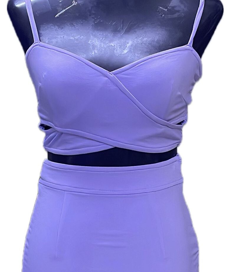 Sky blue sleaveless Two piece short dress