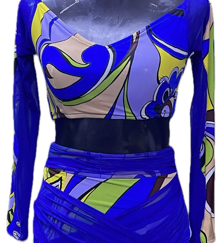 Printed full sleave Two piece short dress