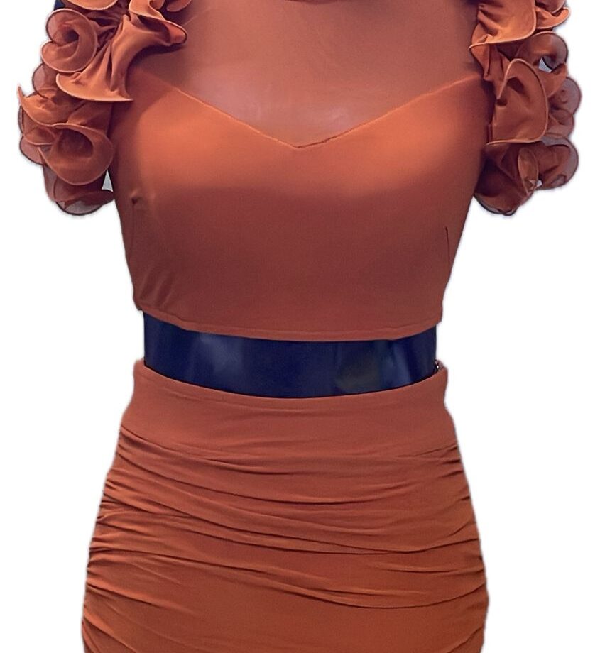 Fascinating flower sleave Two piece short dress