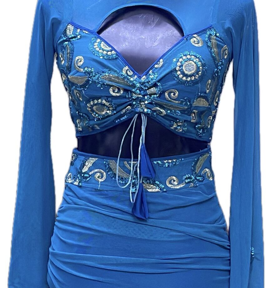 Radiant blue full sleave Two piece short dress