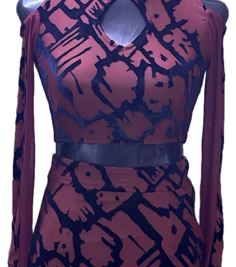 Valvet Printed full sleave Two piece short dress