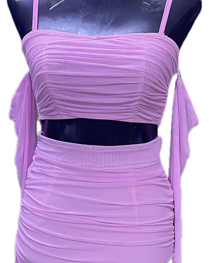 Baby pink Full sleave Two piece short dress