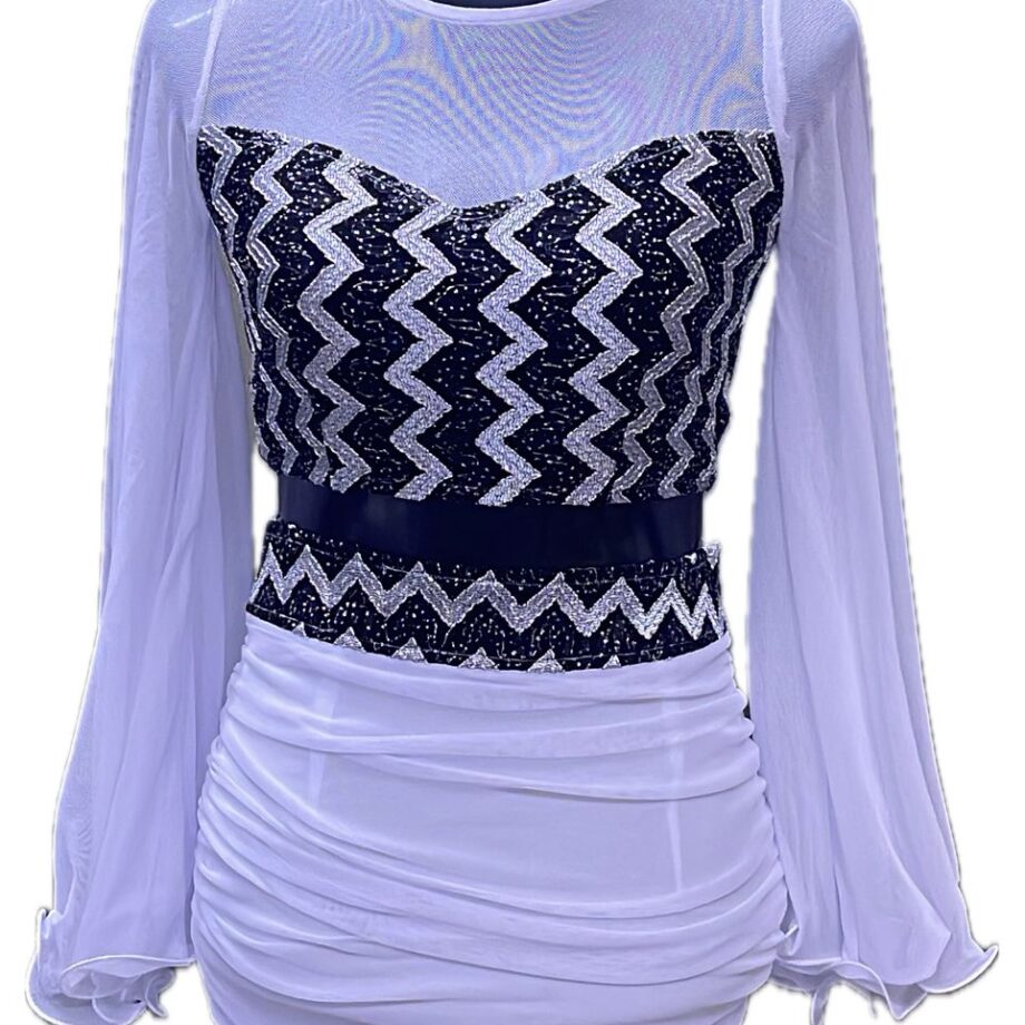 Black n white full sleave Two piece short dress