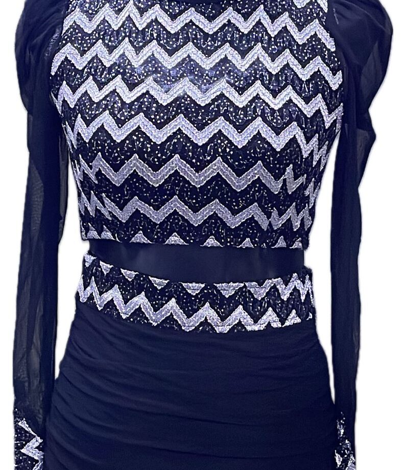 Black n white full sleave Two piece short dress