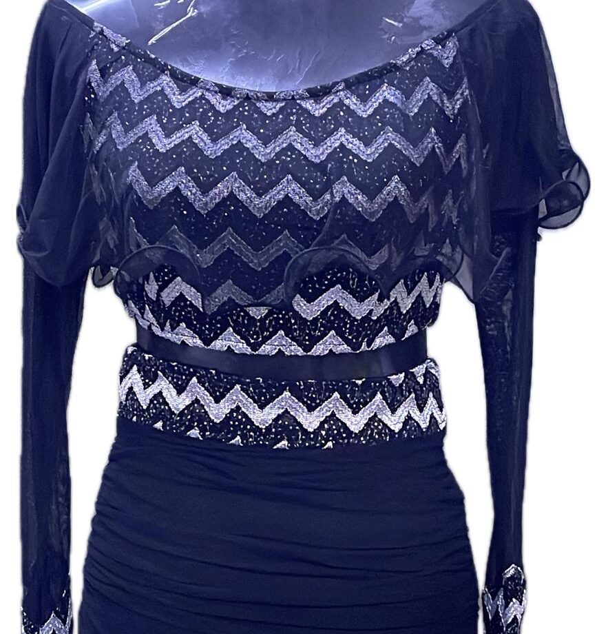 Black n white full sleave Two piece short dress