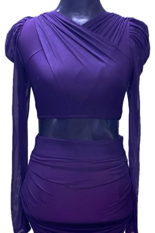 Dark wine full sleave Two piece short dress