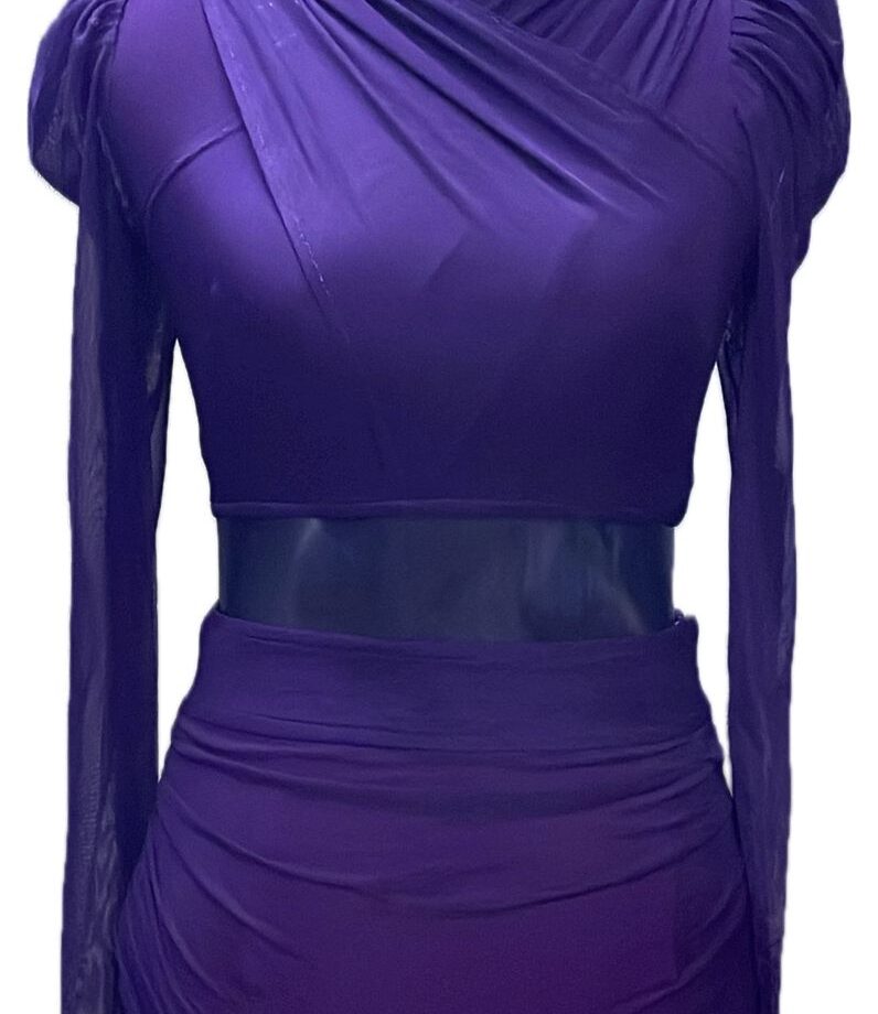 Dark wine full sleave Two piece short dress