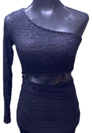 one shoulder two piece short dress